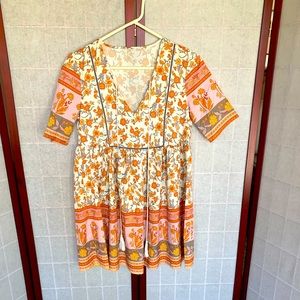 Half Sleeved Casual Bohemian Short Summer Dress, S